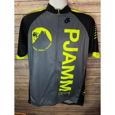 Pjamm Cycling Jersey  Citius, Altius, Fortius  Size 3XL Full Zip Gray/Yellow