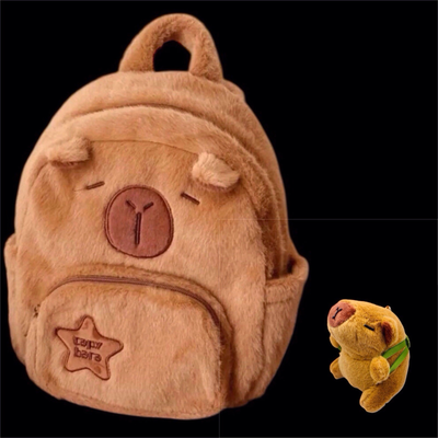 chufy capybara leather backpack 24 Pcs Mochila Capibara Cute Kapibara Daypack Funny Going Out Cartoon Laptop Travel Casual Bag Gifts (Khaki) Unisex / Cartoon / Minimal Capybara Body Mini Backpack