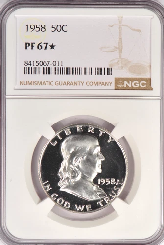 1958 Franklin Half Dollar Proof NGC PF 67 STAR PR67* Frosty Coin 50C