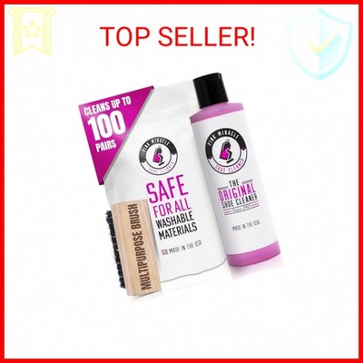 Pink Miracle Shoe Cleaner Kit with Bottle and Brush For Fabric Cleaner For Leath
