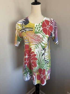 Atelier5 By Gozde Yilmaz Top Bright Floral Shirt Art To Wear Tropical Medium
