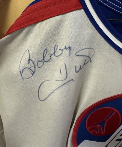 BOBBY HULL SIGNED VINTAGE WINNIPEG JETS CCM MASKA JERSEY NHL W/ PSA/DNA LOA - Picture 2 of 10