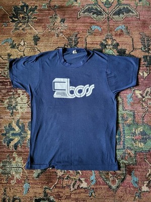 Vtg Blue Computer Engineer Boss BAC IT Department Screen Stars Single Stitch L