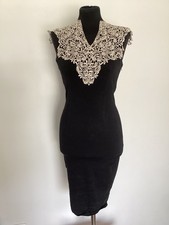 Black wiggle Bodycon Dress Lace Detail Size 8