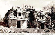 Pirámide Maya Ruinas Arco Yucatán México Arqueología 1934 RPPC Postal COPIA