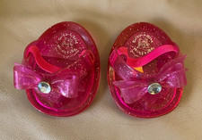 Build-A-Bear Hot Pink Sparkly Flip Flops Sandals Shoes with Bow/Jewel
