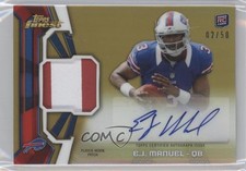 2013 Topps Finest Rookie Gold Refractor 2/50 EJ Manuel #RAP-EJM Patch Auto 0c6