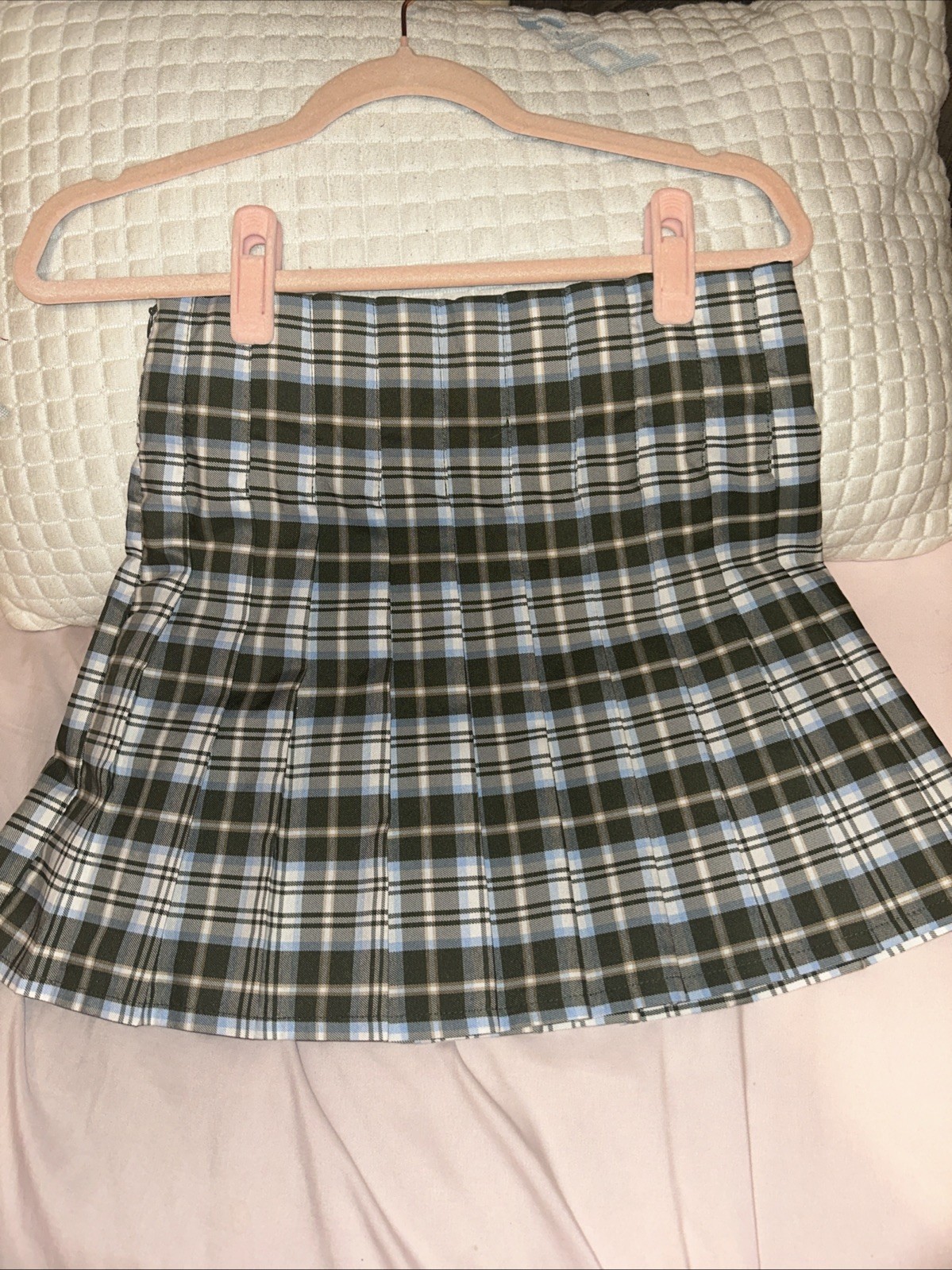 Green and Blue School Girl Plaid Pleated Skirt Size Medium New No Tags