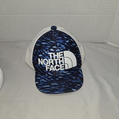 The North Face Blue On White Foam Trucker MESH Cap 6-24 Mos Infant EUC Adj Snap