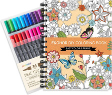 Adult Coloring Book Set Spiral Bound with 36 Non Toxic Markers 30 Patterns