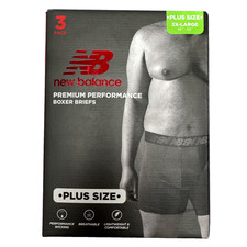 New Balance Men's Premium Performance Boxer Briefs 3-Pack Plus Size 3XL 48"-50"