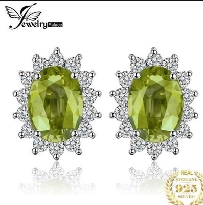 925 Sterling Silber Prinzessin Diana Peridot Ohrstecker für Damen [EAR19]