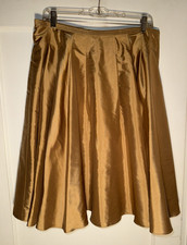 Lauren Ralph Lauren Silk Pleated Skirt Gold Size 10. e253