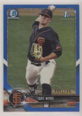 2018 Bowman Draft Chrome Blue Refractor 6/150 Jake Wong #BDC-55 00v4