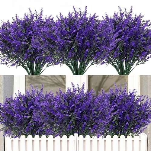 HNVNER 16 Bundles Outdoor Artificial Lavender Flowers Uv  Assorted colors 