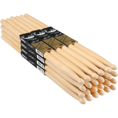 Pack of 12 Pair Johnny Brook Wooden Drum Sticks Maple 2B 5A 5B 7A SRH Wood Tip
