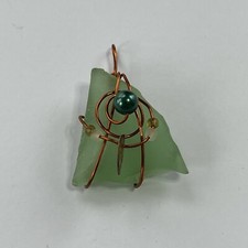 Artisan Sea Glass Pendant Copper And Beads