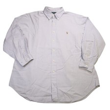 VTG Polo Ralph Lauren Oxford Shirt Mens 17 32-33 L Classic Fit Flesh Pony Preppy