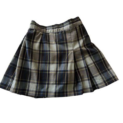 Girls Parker School Uniform Skirt Skort Blue, Yellow, Gray Plaid