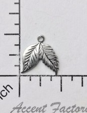 32524     4 Pc Matte Silver Oxidized Leaf Jewelry Finding Charm
