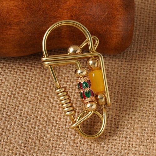 Handmade Brass Keychains Belt Clip Wallet Bag Keyrings Key Chain Holder Key Clip - Picture 2 of 4