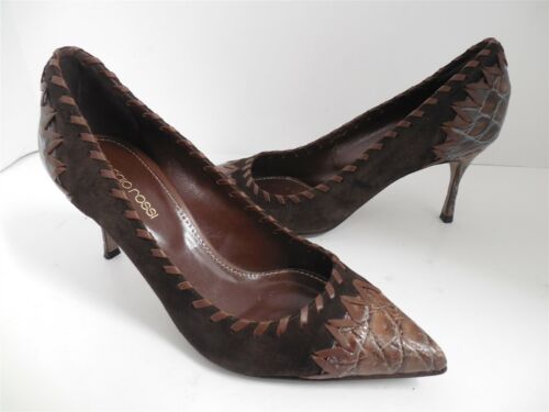 Sergio Rossi 36.5 6M Brown Suede Leather and Croc… - image 1