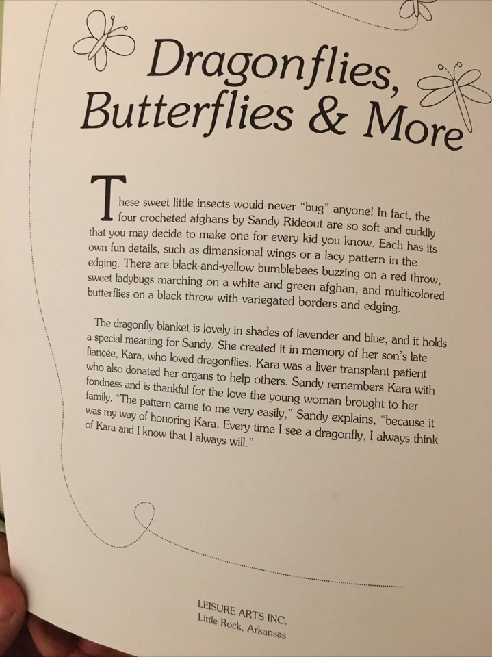 Dragonflies Butterflies & More - Sandy Rideout Leisure Arts 3847 Crochet Afghans - Image 2 of 3