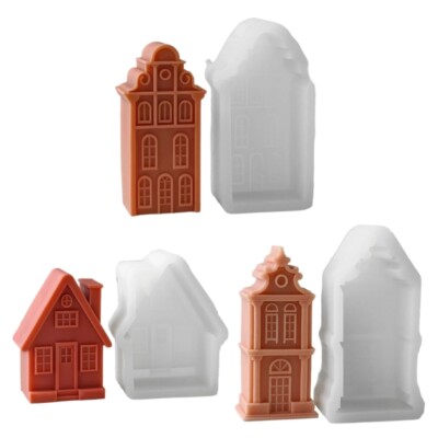 Silicone Mould 3D House Molds Plasters Molds Chimney House Casting Molds