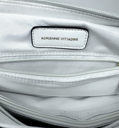 NWOT Adrienne Vittadini Purse Tote Bag Vegan Leather White Poppy Garden Floral - 第 12/19 張圖片