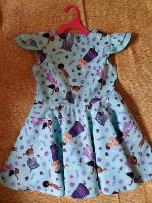 Handmade sz 6-7 Girl Dress Encanto 100%cotton Flatter sleeve Net lined  skirt | eBay
