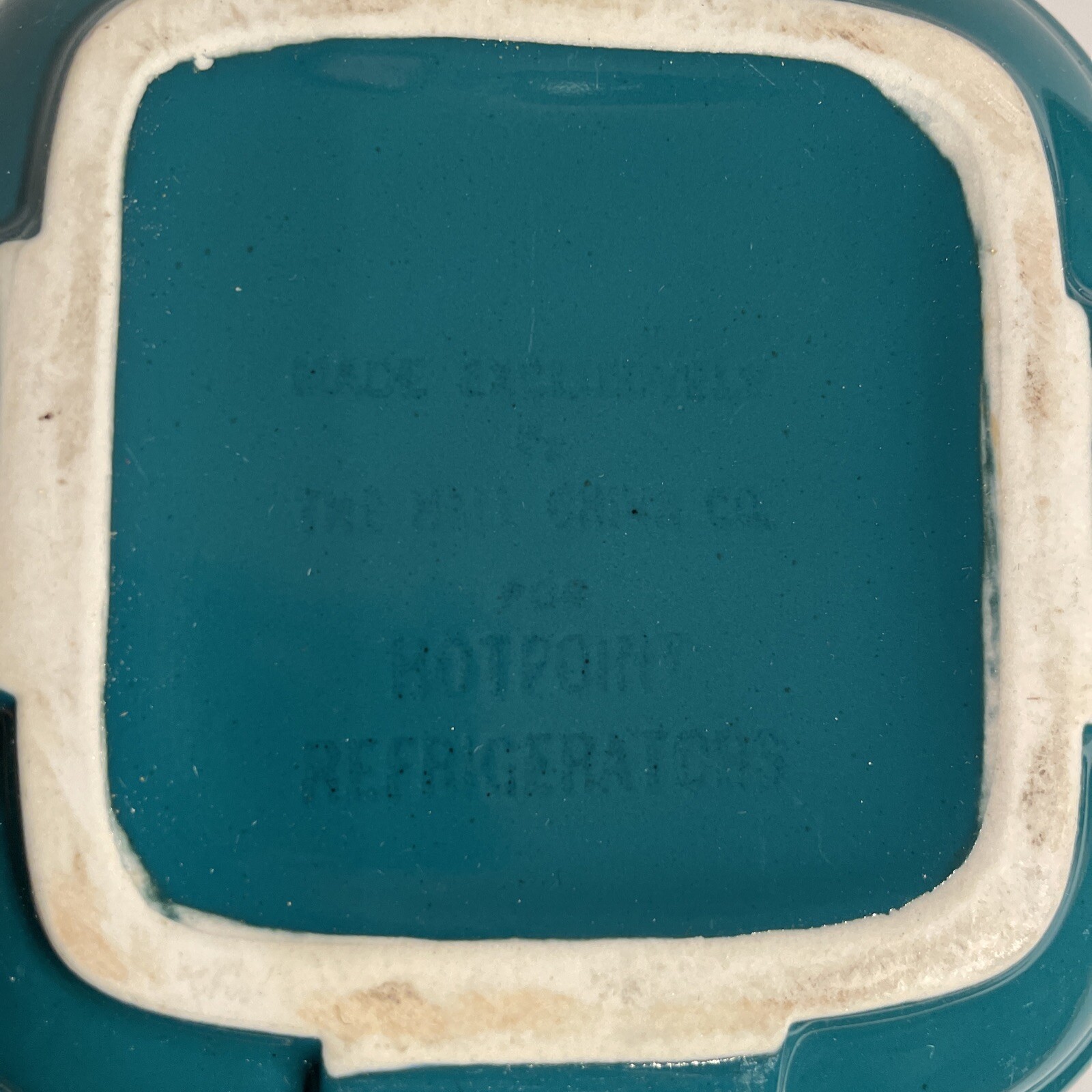 Hall China Co. Hotpoint Refrigerator 6” Square Green Ceramic Covered Dish