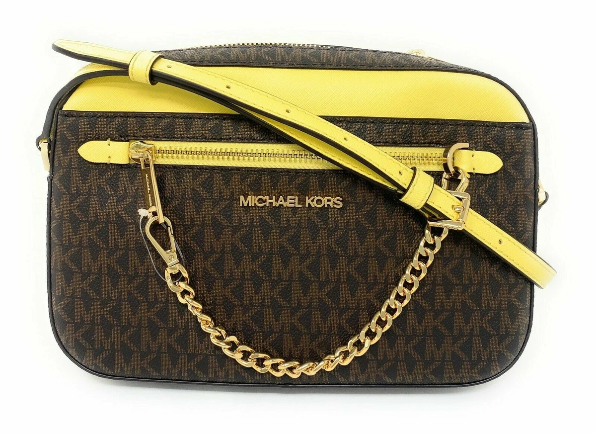 Nuovo Michael Kors Jet Set Articolo Grande Zip Catena Borsa a Tracolla  Marrone /