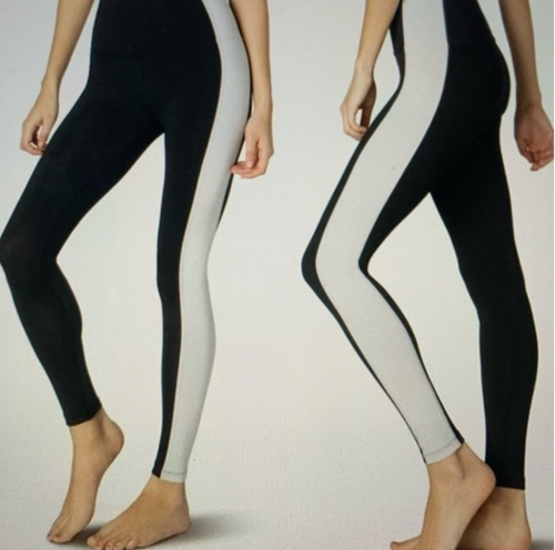 Black White Striped Yoga Pants