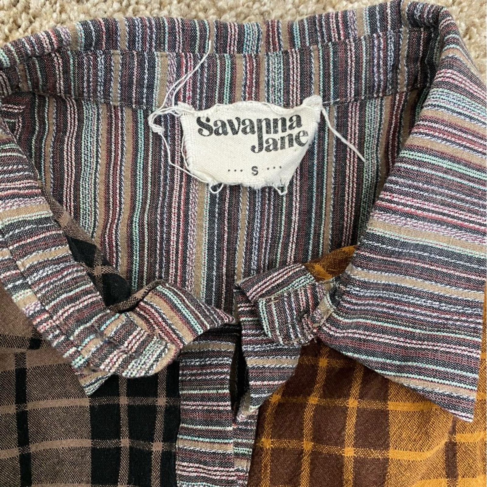 Savanna Jane Womens Patchwork Button Down Shirt F… - image 4