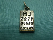 Optometrist Eye Test Chart Medical Doctor 925 Solid Sterling Silver Charm
