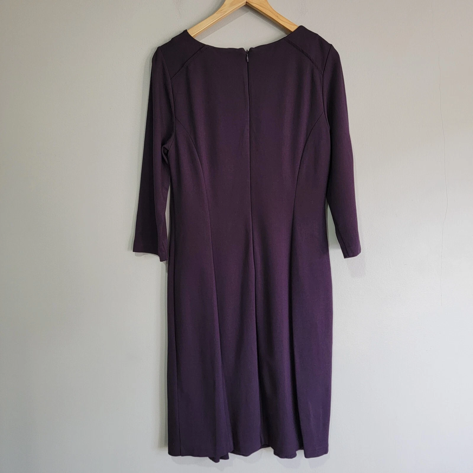 VETEMENTS Abito donna Talbots lunghezza ginocchio viola maniche 3 4 taglia 8 scollo quadrato ufficio
