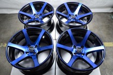 15x8 Wheels Rim 4x100 Blue Black Toyota Corolla Honda Civic Mazda Miata Scion Iq