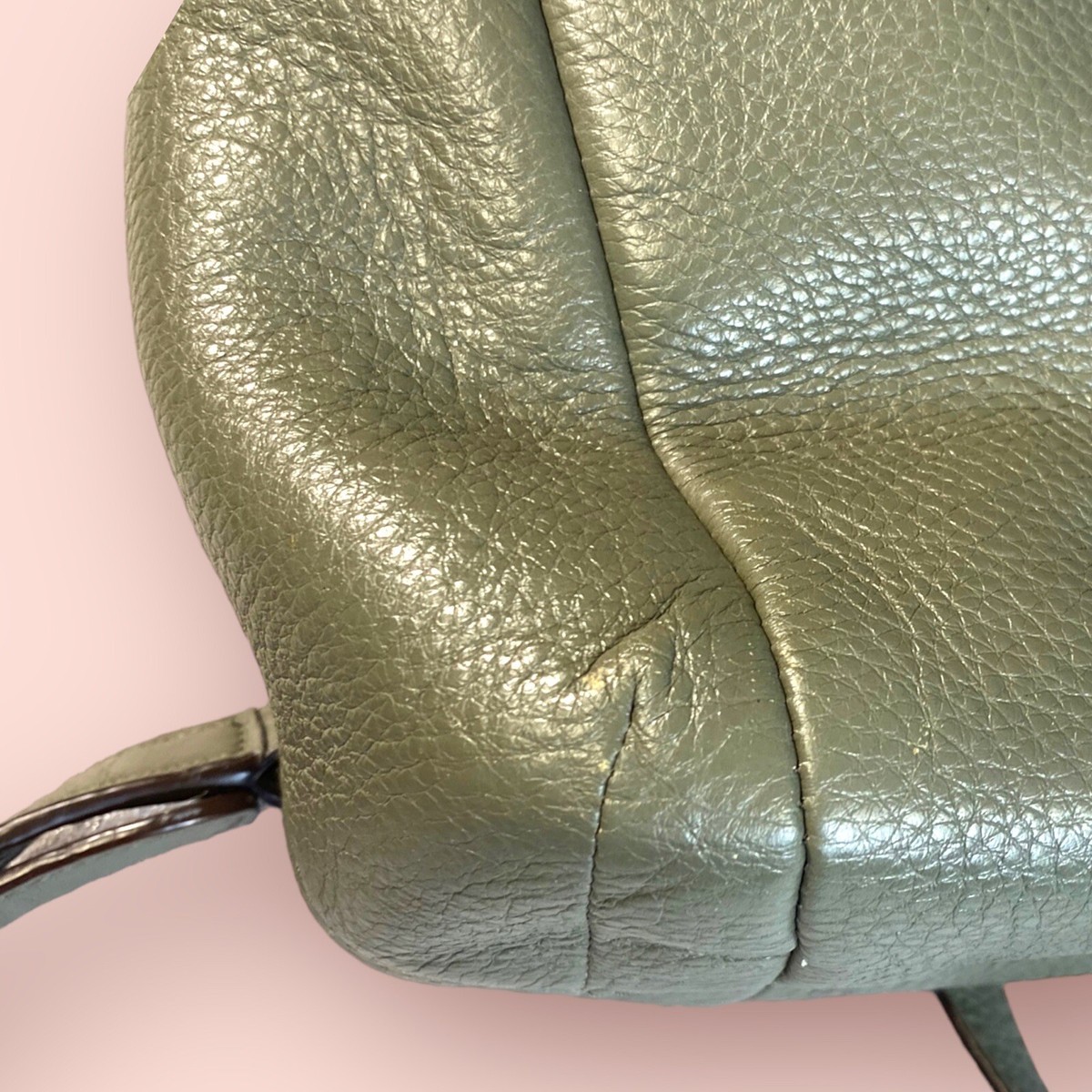 COACH Park Luxury Designer Olive Leather Drawstring Backpack  display picture 3