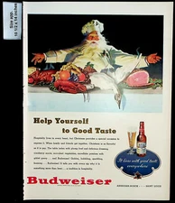 1947 Budweiser Beer Meal Chef Duck Beverage Drink Vintage Print Ad 29913