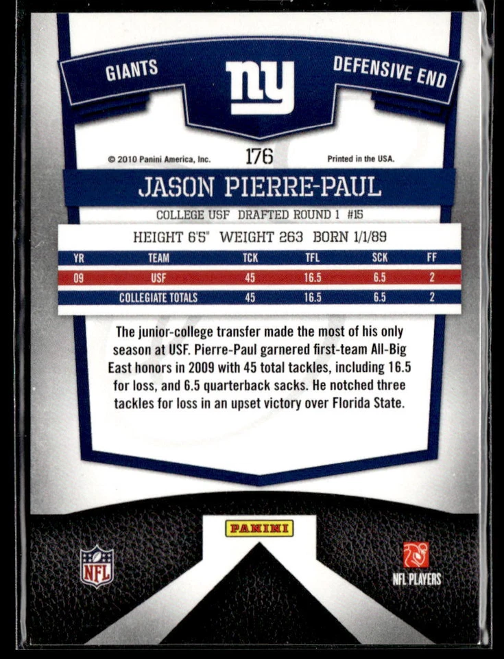 2010 Donruss Elite RC #176 Jason Pierre-Paul #/999 - Image 2 of 2