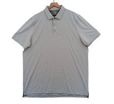 Graham Luxe Polo Shirt Mens XL Grey Striped Short Sleeve Performance Quick Dry