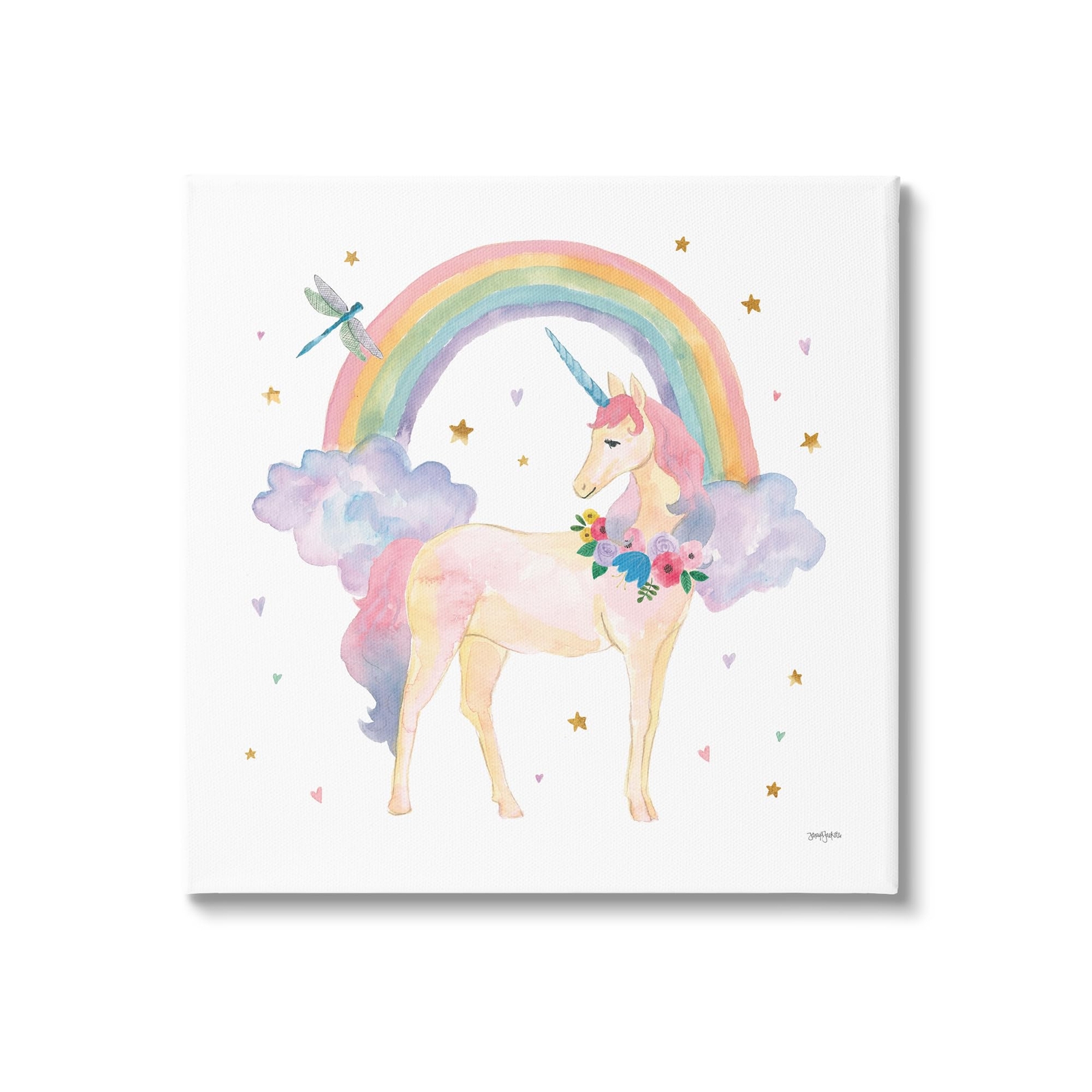 Stupell Industries Magical Friends Unicorn Canvas Wall Art Design by Jenaya J...