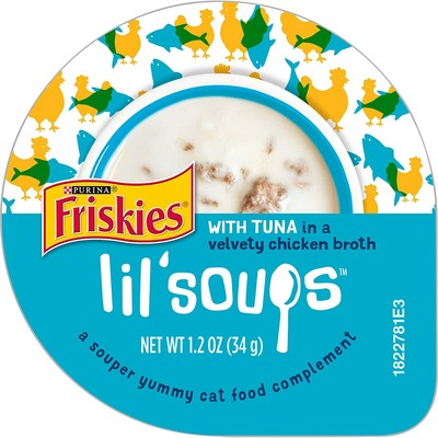 Purina Friskies Cat Food - Lil' Soups (8) 1.2oz Cups, Tuna in Chicken Broth