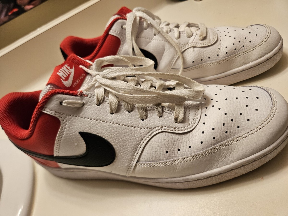 nike white & red court vision trainers