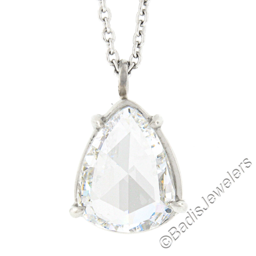 NEU Platin 1,38 ctw GIA Birne Rosenschliff Diamant Solitär Spannzange Anhänger & Kette - Bild 1 von 9