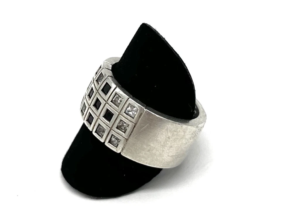 925/- Silberring, Edelstein, Esprit, 10 mm breit, Gr. 60, Damen, guter Zustand. - Bild 2 von 4