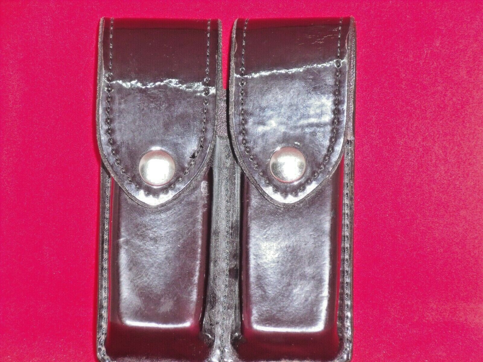 Don Hume D407-2 Double Magazine Holder 100.A Dark Brown with Brass Hardware-image