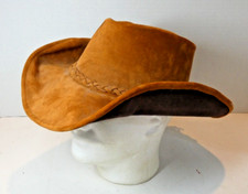 Vtg Leather Mexican Brown Cowboy Hat Medium Braid Band Country Western Rodeo A