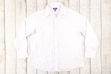 CLUB ROOM STRIPED LIGHT PINK 17.5 34-35 PERFORMANCE BUTTON FRONT SHIRT PREOWNED