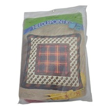 Needlepoint Pillow Kit 1973 Pauline Denham Plaid Pillow Design